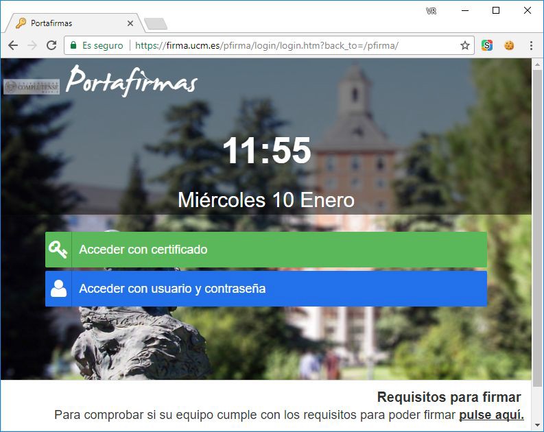 Pantalla inicial de portafirmas electrónico