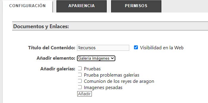 Insertar enlace a Galería de imágenes