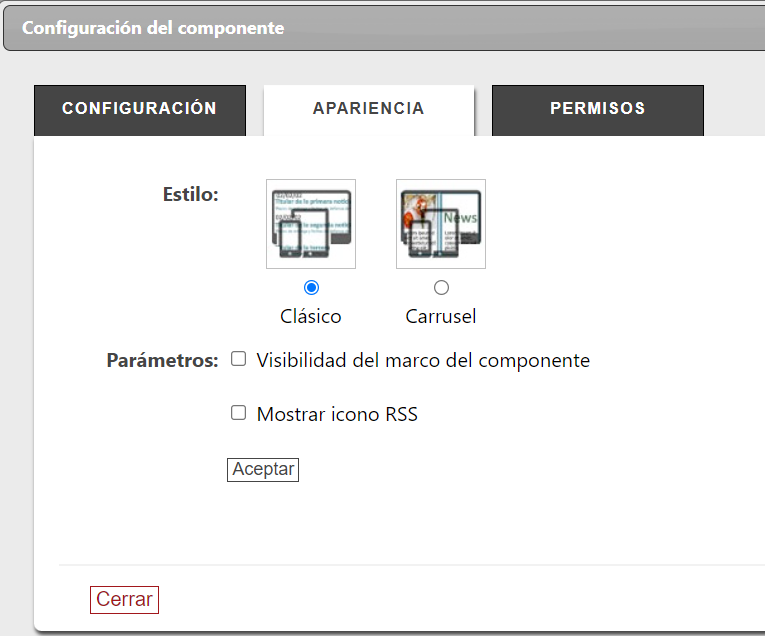 Seleccionar apariencia de noticias