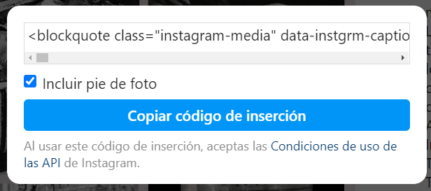 Código inserción Instagram