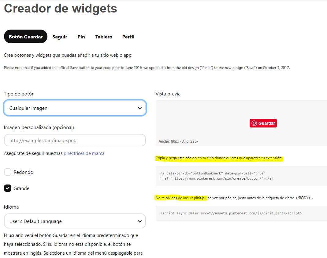 Creador de widgets