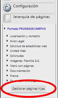 Gestionar páginas hijas