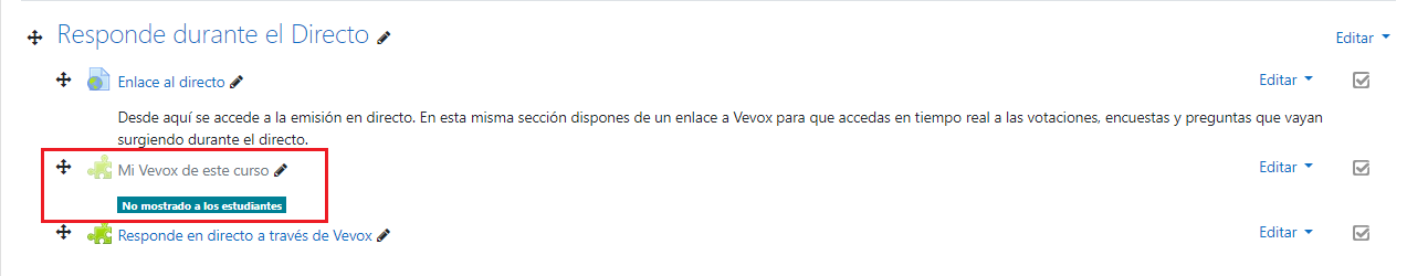 Editar sesión de Vevox